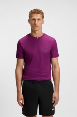 Camiseta slim fit de piqu&eacute; el&aacute;stico con control del olor, Pink