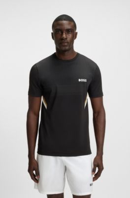 Camiseta slim fit deportiva con control de la humedad, Negro
