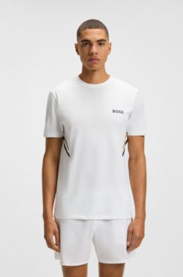 Active piqu&eacute; slim-fit T-shirt with moisture management, White