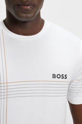 Camiseta slim fit deportiva de punto el&aacute;stico con control de la humedad, Blanco