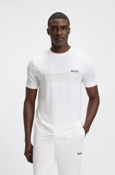 Active moisture-managing slim-fit T-shirt in stretch jersey