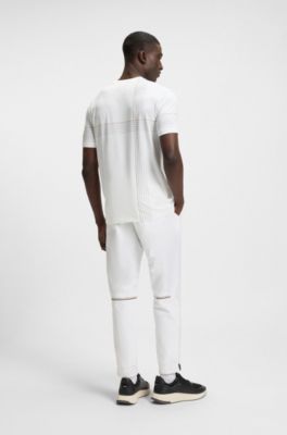 T-shirt Slim sportif en jersey stretch avec gestion de l&rsquo;humidit&eacute;, Blanc