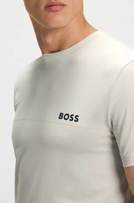 Active moisture-managing slim-fit T-shirt in stretch jersey