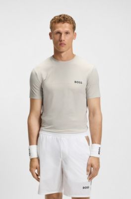 T-shirt Slim sportif en jersey stretch avec gestion de l&rsquo;humidit&eacute;, Beige clair