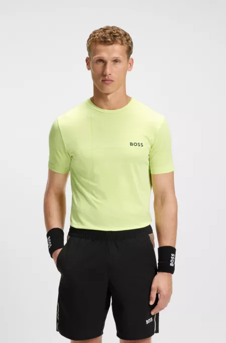 Active moisture-managing slim-fit T-shirt in stretch jersey