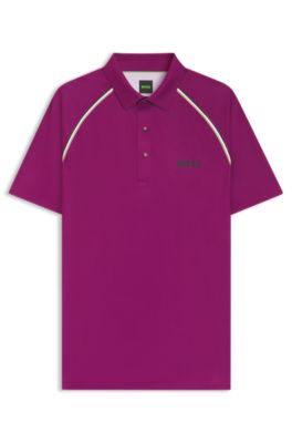 Active signature-stripe polo shirt with odour control, Pink
