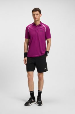 Active signature-stripe polo shirt with odour control, Pink
