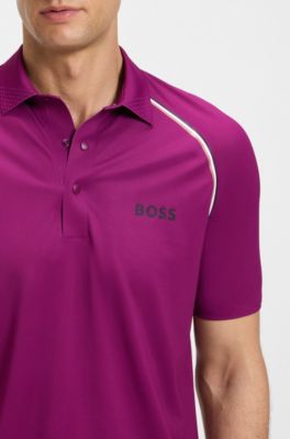 Active signature-stripe polo shirt with odour control, Pink