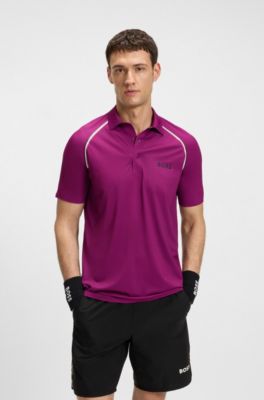 Active signature-stripe polo shirt with odour control, Pink