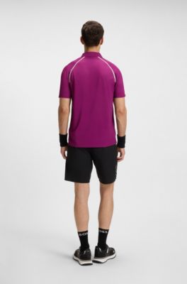 Active signature-stripe polo shirt with odour control, Pink