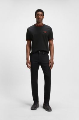 Camiseta de algod&oacute;n Porsche x BOSS con acabado con control de la humedad, Negro