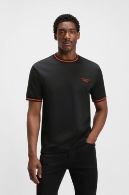 Camiseta de algod&oacute;n Porsche x BOSS con acabado con control de la humedad, Negro
