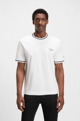 Camiseta de algod&oacute;n Porsche x BOSS con acabado con control de la humedad, Blanco