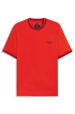 Camiseta de algod&oacute;n Porsche x BOSS con acabado con control de la humedad, Naranja oscuro