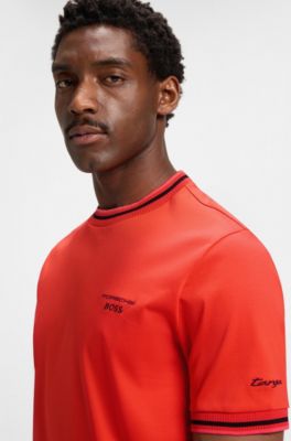 Camiseta de algod&oacute;n Porsche x BOSS con acabado con control de la humedad, Naranja oscuro
