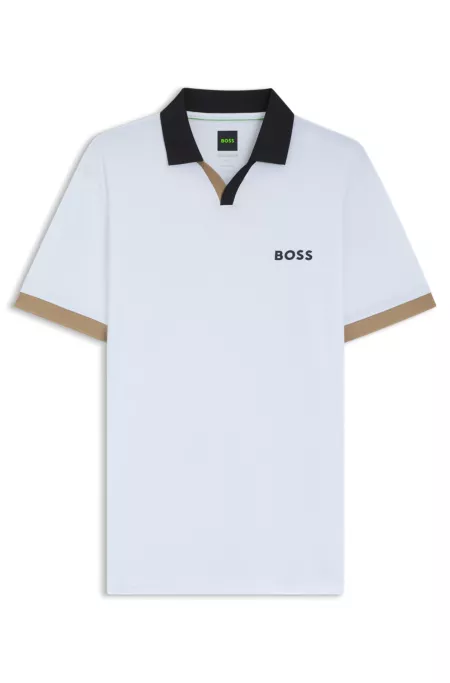 Active colour-blocked slim-fit polo shirt in ripstop fabric