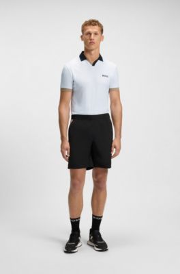 Polo Slim sportif color block en tissu ripstop, Blanc