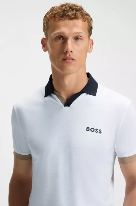 Active colour-blocked slim-fit polo shirt in ripstop fabric