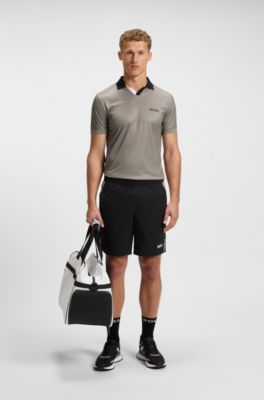 Polo Slim sportif color block en tissu ripstop, Beige