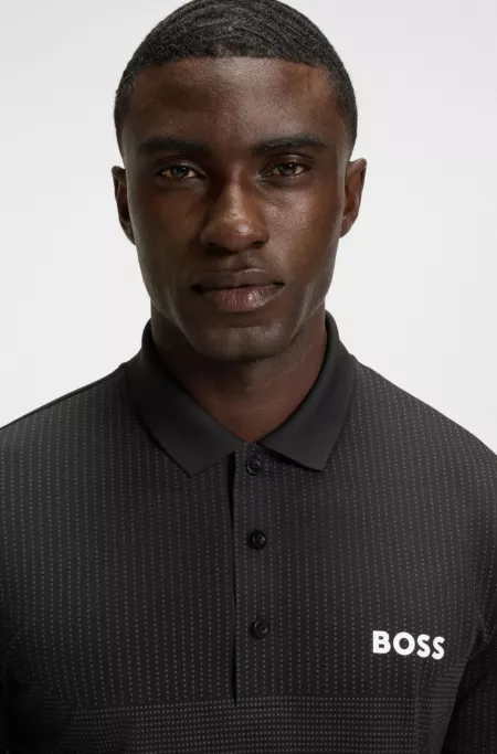 Active moisture-managing slim-fit polo shirt in stretch piqué
