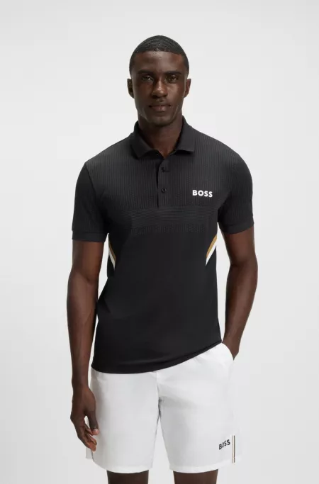 Active moisture-managing slim-fit polo shirt in stretch piqué