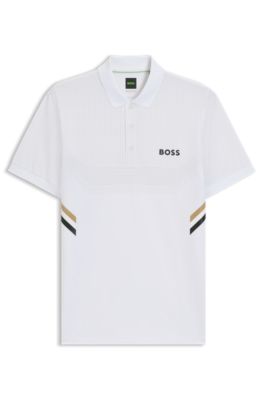 Polo slim fit deportivo con control de la humedad, Blanco