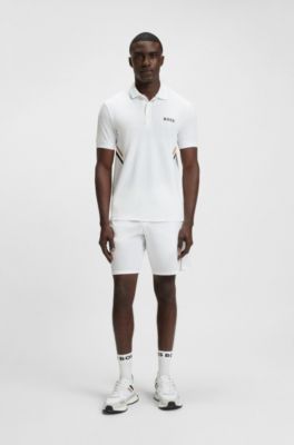 Polo slim fit deportivo con control de la humedad, Blanco