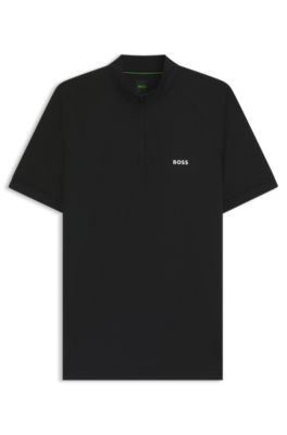 Polo slim fit de secado r&aacute;pido en tejido antidesgarros el&aacute;stico, Negro