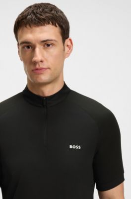 Stretch-ripstop slim-fit polo shirt with quick-dry performance, Black