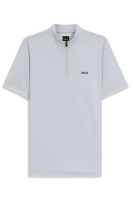 Stretch-ripstop slim-fit polo shirt with quick-dry performance, Light Grey