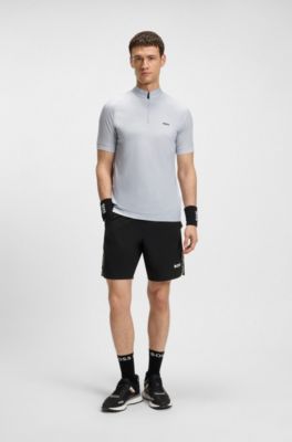 Polo slim fit de secado r&aacute;pido en tejido antidesgarros el&aacute;stico, Gris claro