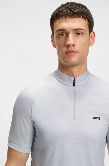 Stretch-ripstop slim-fit polo shirt with quick-dry performance