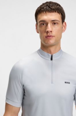 Stretch-ripstop slim-fit polo shirt with quick-dry performance, Light Grey