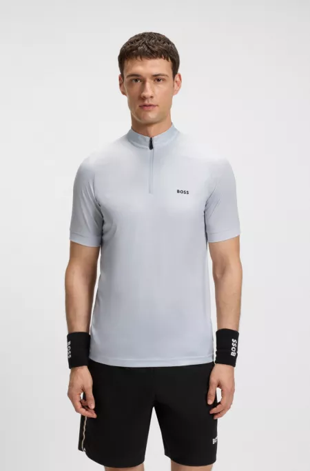 Stretch-ripstop slim-fit polo shirt with quick-dry performance