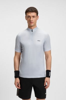 Stretch-ripstop slim-fit polo shirt with quick-dry performance, Light Grey