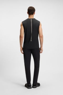 Active quick-dry tank top with contrast logo, Black