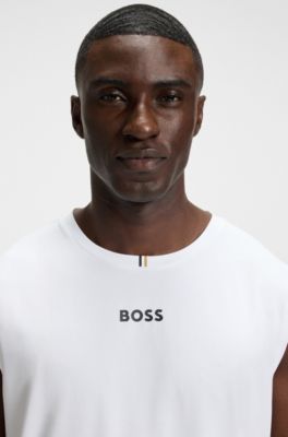 Active quick-dry tank top with contrast logo, White