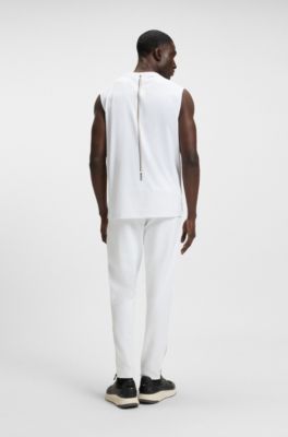 Active quick-dry tank top with contrast logo, White