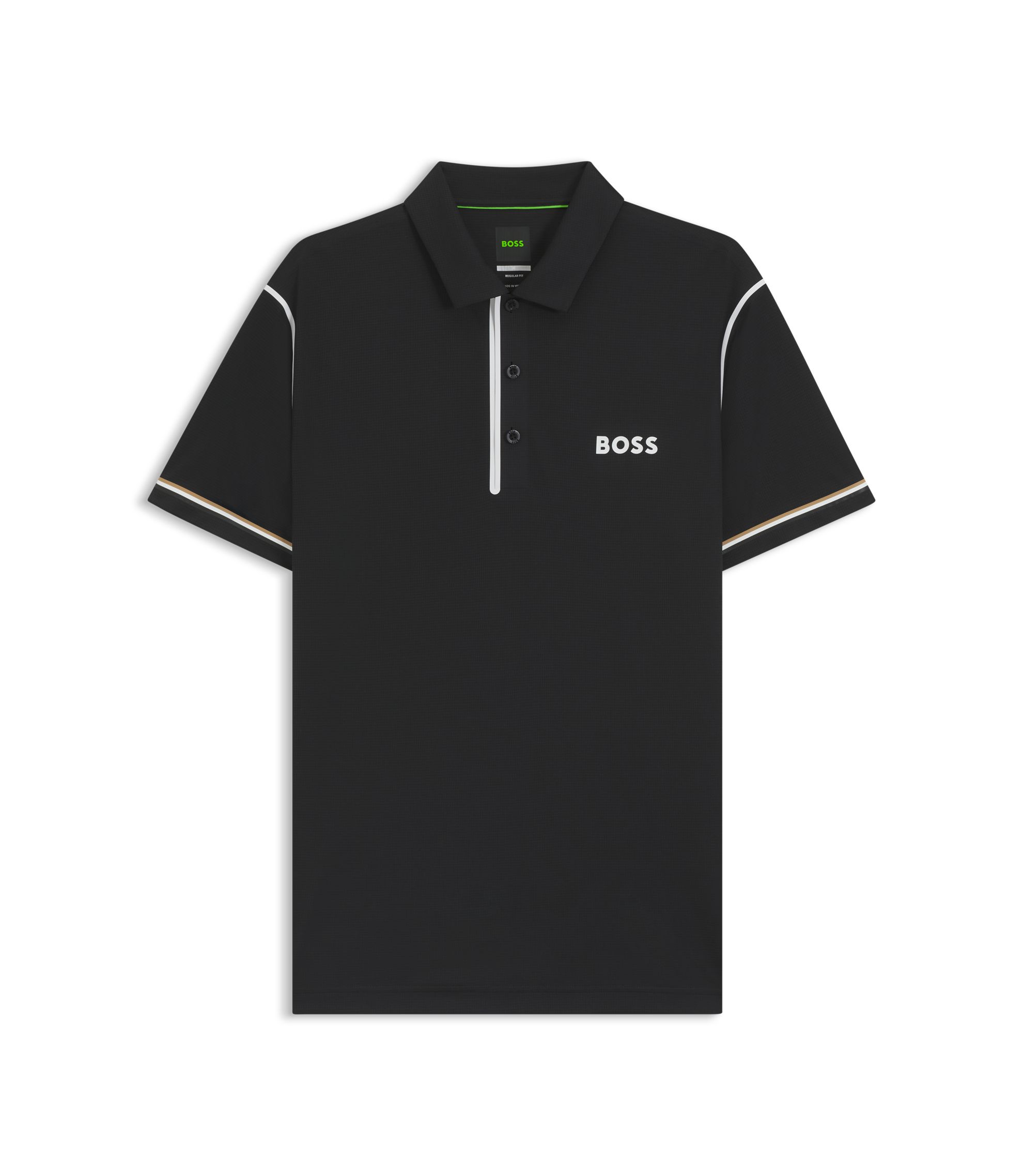 BOSS - Active Paddy golf polo shirt in ripstop fabric - Black