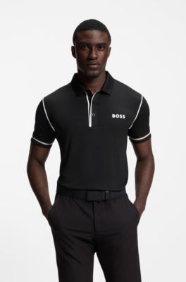 Active Paddy golf polo shirt in ripstop fabric, Black