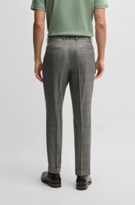 Slim-fit suit in checked virgin wool, Light Green