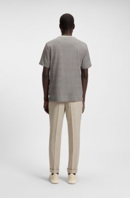 Grid-pattern T-shirt in mercerised cotton, Patterned