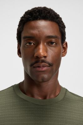 Camiseta de algod&oacute;n mercerizado con dise&ntilde;o de cuadr&iacute;cula, Verde