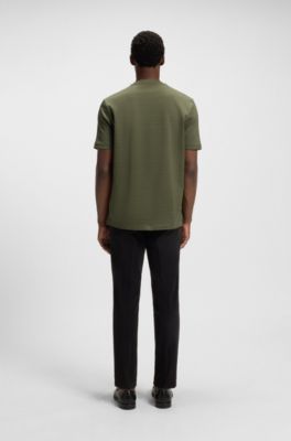 Grid-pattern T-shirt in mercerised cotton, Green