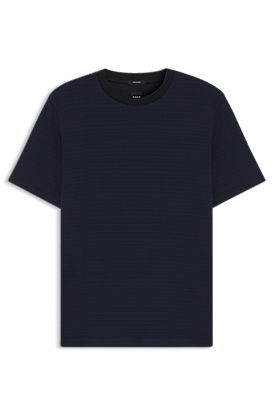 Grid-pattern T-shirt in mercerised cotton