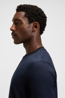 Grid-pattern T-shirt mercerised cotton