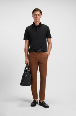 Polo de algod&oacute;n mercerizado con dise&ntilde;o de cuadr&iacute;cula, Negro
