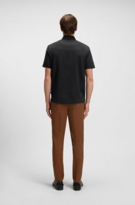 Polo de algod&oacute;n mercerizado con dise&ntilde;o de cuadr&iacute;cula, Negro