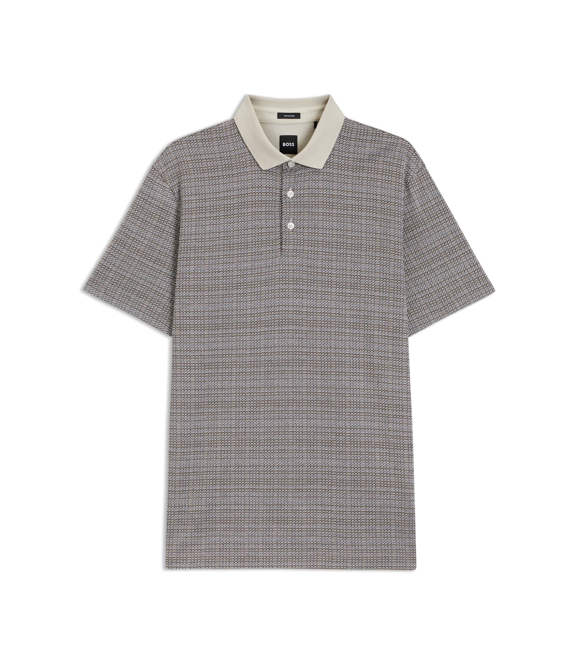BOSS - Grid-pattern polo shirt in mercerised cotton - White
