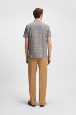 Polo de algod&oacute;n mercerizado con dise&ntilde;o de cuadr&iacute;cula, Blanco